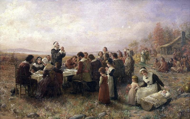 Jennie A. Brownscombe The First Thanksgiving at Plymouth china oil painting image